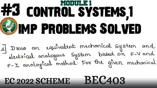 3 Control Systems 1 IMP Problem Explained Module 1  4th Sem ECE 2022 Scheme VTU  BEC403 [upl. by Augusto616]