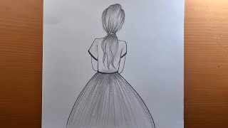 Comment dessiner une fille avec une belle robe  Dessin facile pour fille étape par étape crayon [upl. by Aras942]