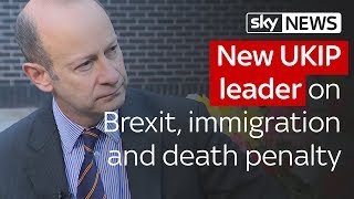 UKIPs new leader on Brexit immigration and the death penalty [upl. by Aimahs]