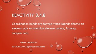 IB Chemistry HL Only  Reactivity 348  Complex Ions and Coordinate Bonds [upl. by Tasiana896]