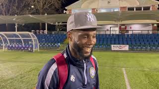 Interview  Pascal Chimbonda  FC Isle of Man 3  0 Skelmersdale United [upl. by Hillary]