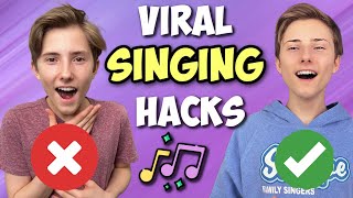 TRYING VIRAL SINGING HACKS Family Edition [upl. by Nnylirej]