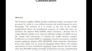 Multiview Adaptive K Nearest Neighbor Classification [upl. by Michaeu]