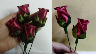 How to make rosebud satin ribbon  DIY [upl. by Ignaz]