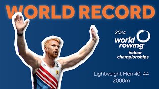 WORLD RECORD  2024 World Rowing Indoor Championships  Lightweight Mens 4044 2000m [upl. by Ydnat]