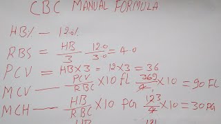 CBC FORMULA  HEMOGLOBIN SE PURI CBC CALCULATION [upl. by Hadeehuat]