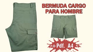 COMO HACER BERMUDA O SHORT CARGO PARA HOMBRE  COSTURA PDF parte1 [upl. by Maye]