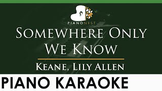 Keane  Somewhere Only We Know  LOWER Key Piano Karaoke Instrumental [upl. by Filemon]