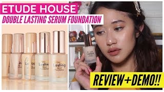 ETUDE HOUSE DOUBLE LASTING SERUM FOUNDATION REVIEW  Bahasa [upl. by Rothberg225]