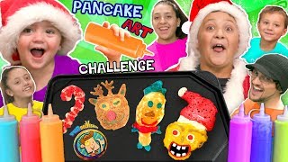 CHRISTMAS PANCAKE ART Challenge FUNnel Vis Teams make 6 Pancakes in under 2 Minutes Who Wi [upl. by Chlo664]