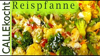 Leichte Reispfanne mit knackigem Gemüse  Schnell und lecker  Rezept [upl. by Sanborne460]