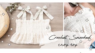 DIY  Crochet Smocked  Shirred Crop Top  Tutorial [upl. by Assilen935]