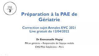 Correction PAE Gériatrie 2021  IPPAE [upl. by Gerick]