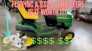 Flipping a 325 L130 John Deere Lawn Tractor Restoration fixing How to fix amp Sell [upl. by Robins948]