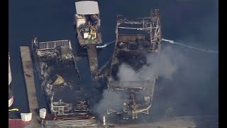 Boats damaged in fire at Roosevelt Lake [upl. by Amek]