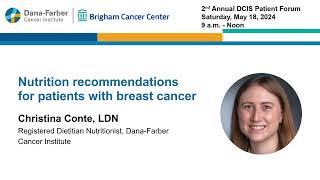 Nutrition Recommendations for Breast Cancer  2024 Ductal Carcinoma In Situ Patient Forum [upl. by Nohj]