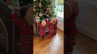 How to protect Christmas Tree from Triplets 🎄 lifehack christmas triplets mom cute twins [upl. by Irreg]