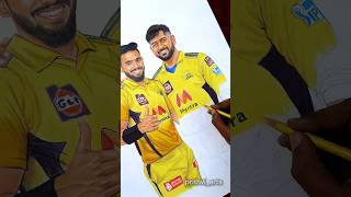 💛Thala Dhoni Art🎨💟‼️art artist draw tamil drawing painting artwork dhoni csk cricket ipl [upl. by Laird]