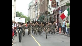 START AND END OF THE RACE OF THE PARADE FANFARA BERSAGLIERI OF BEDIZZOLE AT QUEBEC CITY CANADA [upl. by Garber]