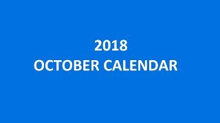 2018 October Calendar Printable Templates Holidays Excel PDF [upl. by Noivert]