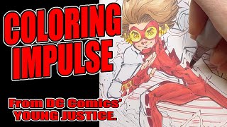 Coloring Impulse on a Young Justice sketch cover [upl. by Oicinoid64]