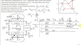 Calc Vapor Compression Refrigeration Cycle R134a [upl. by Assilav]