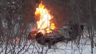 SNOWMOBILE STARTS ON FIRE [upl. by Tavis651]