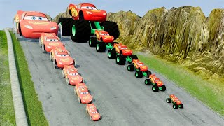 Flatbed Trailer Truck Rescue  Cars vs Rails  Speed Bumps  BeamNGDrive [upl. by Nigem]