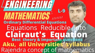 Differential Equation  Reducible into Clairauts Equations  Engineering mathematics  BSc  Net [upl. by Deery]