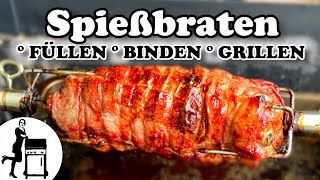 Spießbraten  Schritt für Schritt Anleitung  Die Frau am Grill [upl. by Aicekan710]