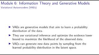 Module 6 Information Theory and Generative Models [upl. by Mariya]