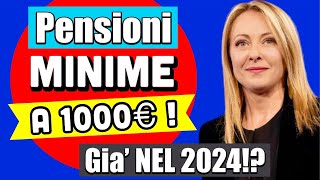 ULTIMORA PENSIONI MINIME a 1000€ già dal 2024 👉 ECCO COSA EMERSO POCO FA 🤔💰 [upl. by Aicelf]