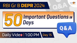 RBI Grade B DEPR 2024  50 Important Questions in 50 Days  Day 15 [upl. by Enyrb]