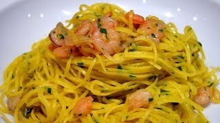 Tagliolini al limone e gamberetti  Pasta with lemon and Shrimps by bravobob [upl. by Akin]