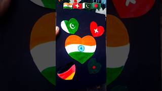 🇮🇳🇨🇭🇵🇰🇧🇩 🇩🇪Flag Drawing On Heart ❤️💚 shorts trending drawing art [upl. by Eetnuahs235]