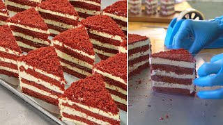 SLICED RED VELVET CAKE WITH CREAM CHEESE FROSTING [upl. by Aiuqal]