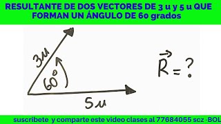 RESULTANTE DE DOS VECTORES DE 3 u y 5 u QUE FORMAN 60 GRADOS [upl. by Hendrick69]