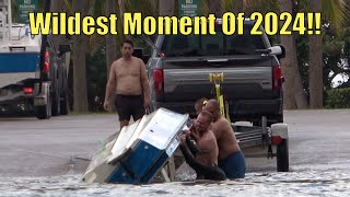 Wildest Boat Ramp Moment Of 2024  79th St  Broncos Guru  Wavy Boats [upl. by Raynata]