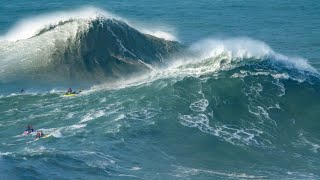 Nazares XXL Waves First Epic Swell of El Niño Season [upl. by Stefa]