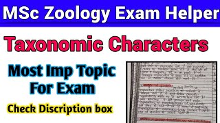 Taxonomic Characters MSc Zoology Notes in hindi [upl. by Edlun]