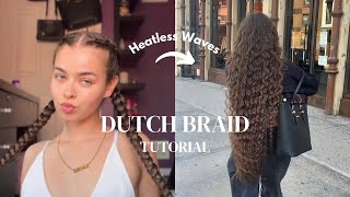 Dutch Braid Tutorial Heatless Waves [upl. by Berard]