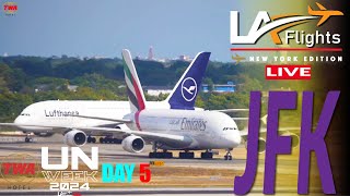 LIVE JFK John F Kennedy Airport Action  UN WEEK Plane Spotting [upl. by Llerrot]