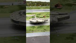 EPIC Millenium Falcon Model Flying Landing and Taking Off Again in RL🔥🤯 starwars modelbuilding [upl. by Nylidnarb]