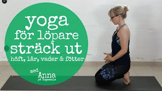 YOGAPASS 20 min för löpare  stretcha lår höft vad och fötter [upl. by Annam]