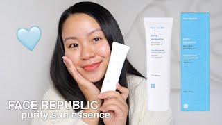 💙 Face republic  purity sun essence sunscreen review ft YESSTYLE  skincarewithmarj ✨ [upl. by Eilssel39]