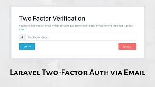 Laravel Auth Add TwoFactor Verification via Email [upl. by Lyrehc]