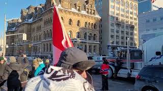 Freedom Convoy Ottawa Trucks Blare Horns on Parliament Hill [upl. by Naeerb]