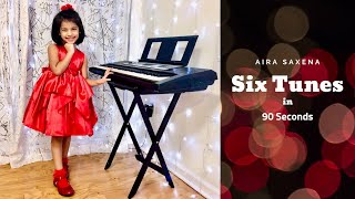 6 Tunes in 90 Seconds  Piano  4 year old  Aira Saxena [upl. by Silvio]