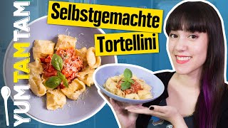 Tortellini selber machen  Tortellini mit RicottaParmesanFüllung amp Tomatensoße  yumtamtam [upl. by Ahsatsana403]