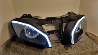 36 20062016 Yamaha R6 Projector Angel Eyes Halo headlights by BKMOTOCOM [upl. by Lila]